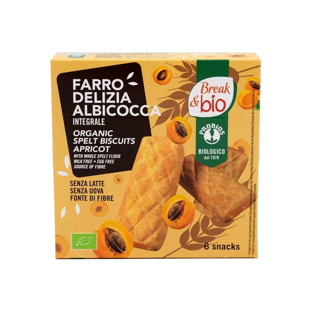 Organic spelt biscuits filled with apricot 6 × 30 g