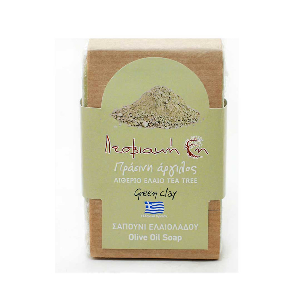 Olive oil soap with green clay & tea tree 100g