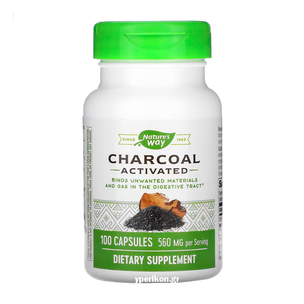 Ενεργός άνθρακας βρώσιμος Nature’s Way 560 mg, 100 κάψουλες